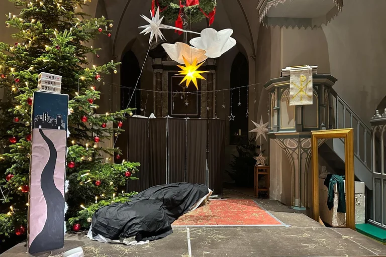 Weihnachten Krippenspiel Bühnenbild
