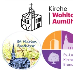 Logos der Kirchengemeinden Basthorst, Brunstorf und Wohltor-Aumühle
