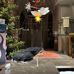 Weihnachten Krippenspiel Bühnenbild