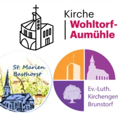 Logos der Kirchengemeinden Basthorst, Brunstorf und Wohltor-Aumühle