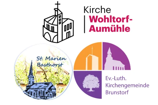 Logos der Kirchengemeinden Basthorst, Brunstorf und Wohltor-Aumühle